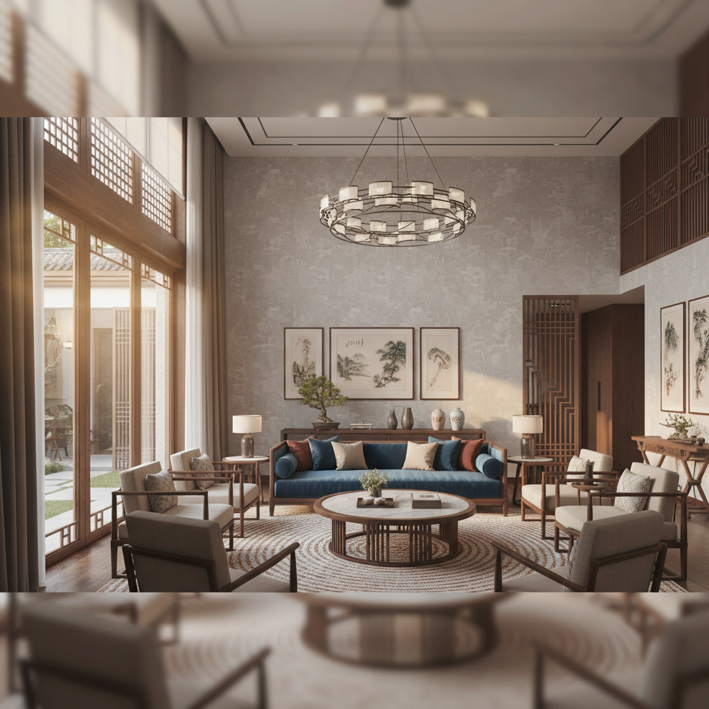 240平别墅装修效果图：拒绝土豪风，这套新中式别墅装修效果图绝了